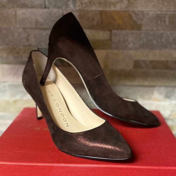 NIB Sacha London Brown Metallic Pumps Size 7 - Picture 1 of 5